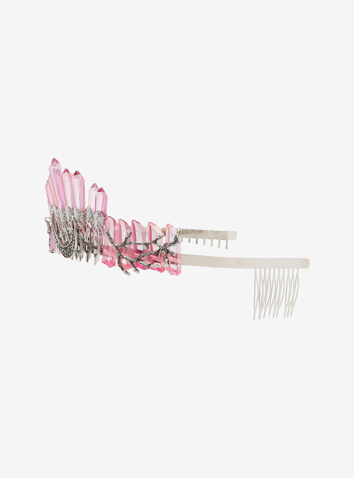 Pink Crystal Crescent Moon Crown, , alternate