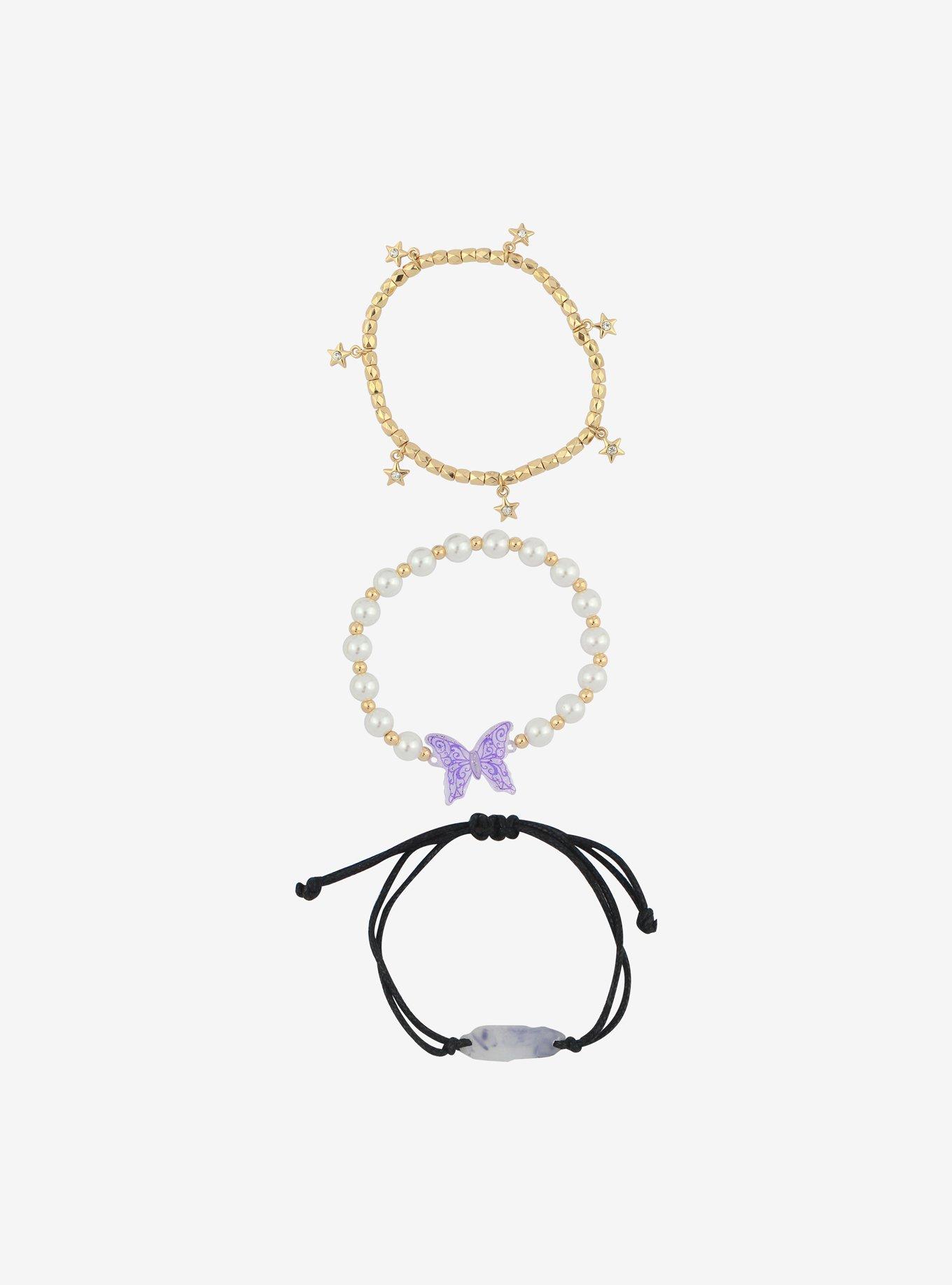 Purple Butterfly Star Bracelet Set, , alternate