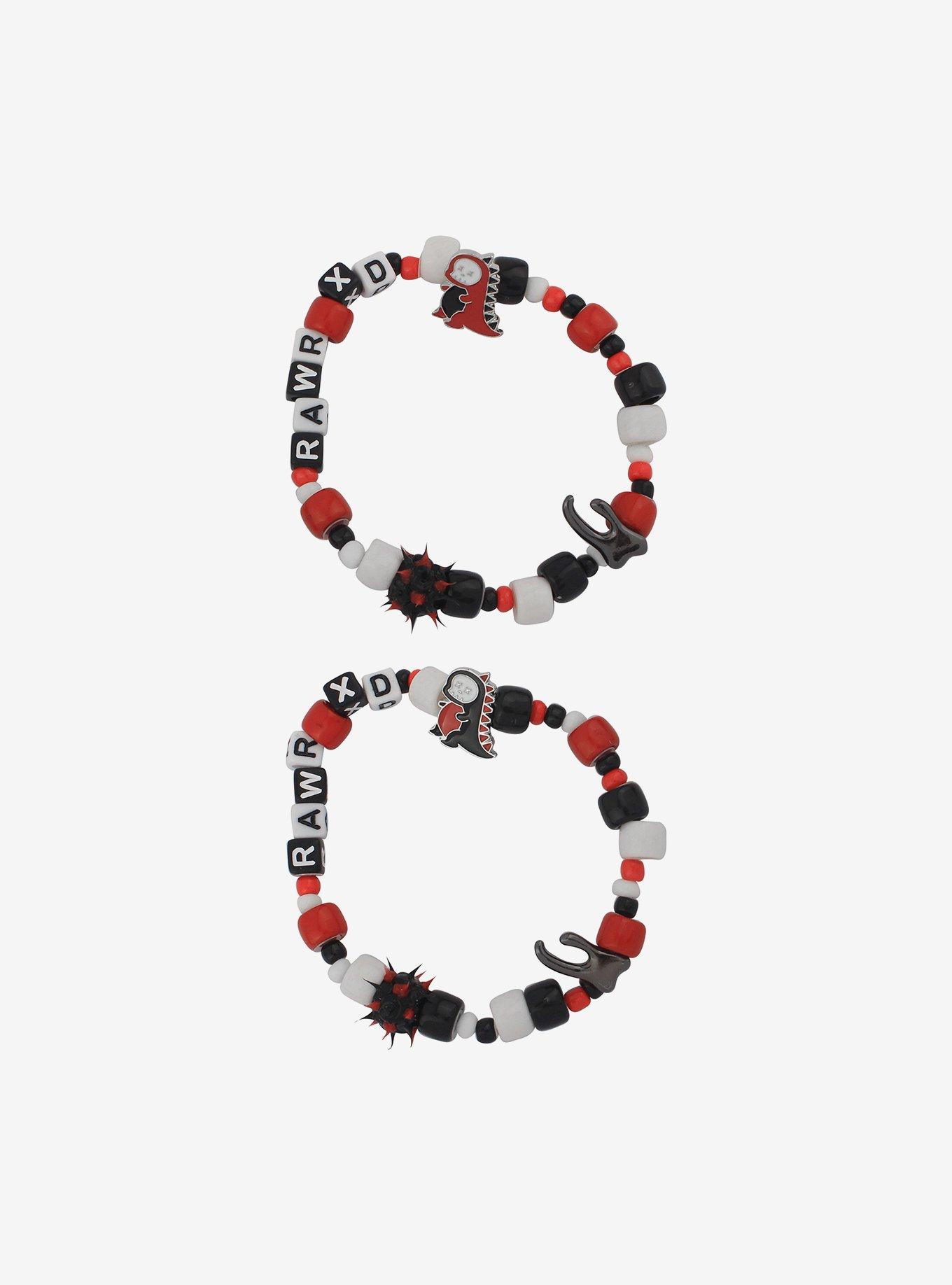 Rawr XD Black & Red Dinosaur Beaded Best Friend Bracelet Set, , alternate