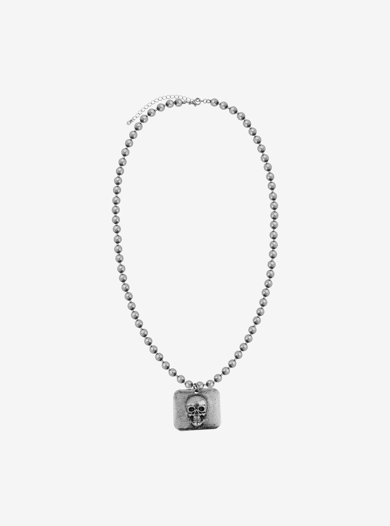 Skull Shot Bead Chain Guys Necklace, , alternate