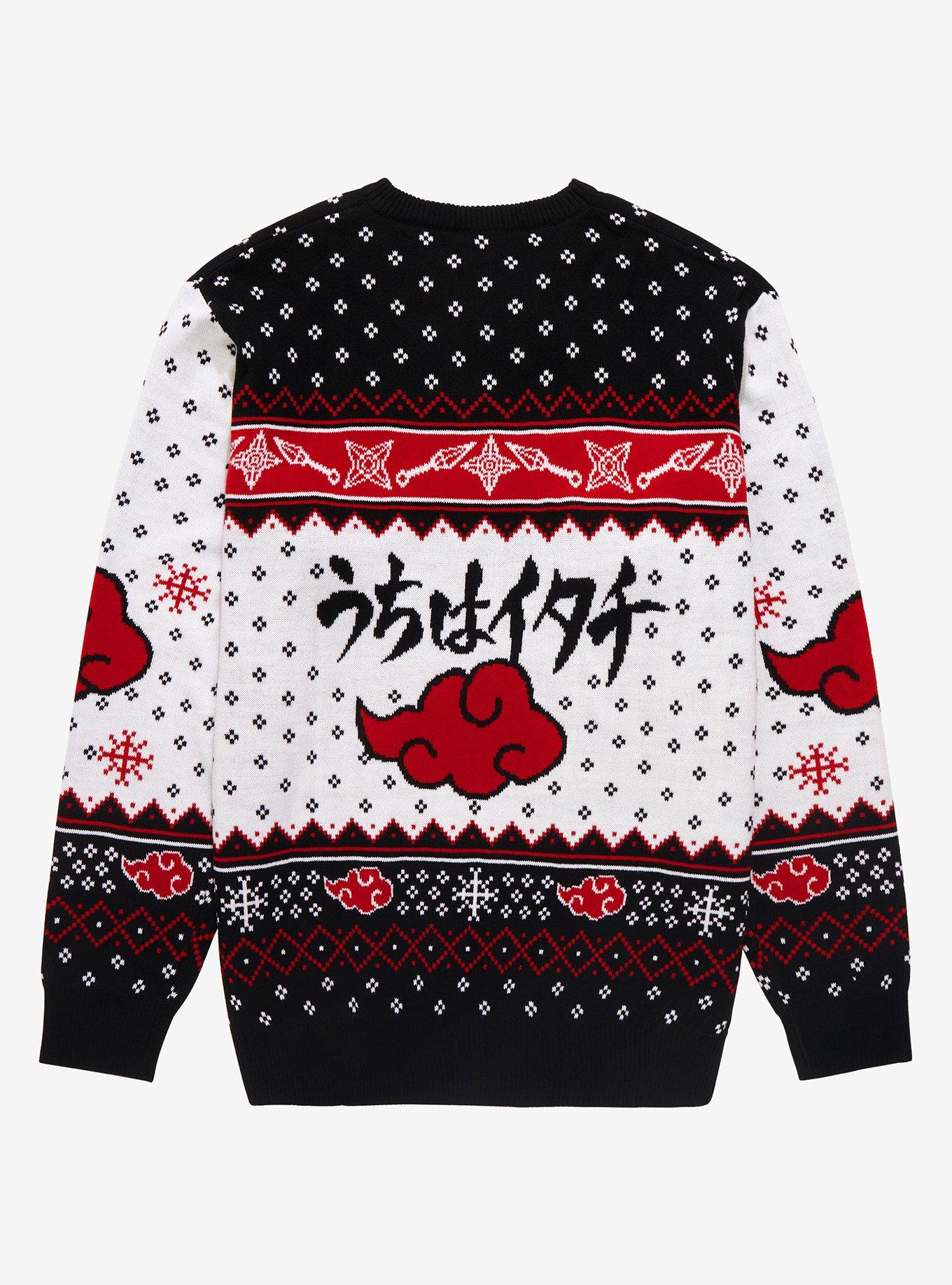 Naruto Shippuden Chibi Itachi Uchiha Holiday Sweater - BoxLunch Exclusive, BLACK  WHITE, alternate