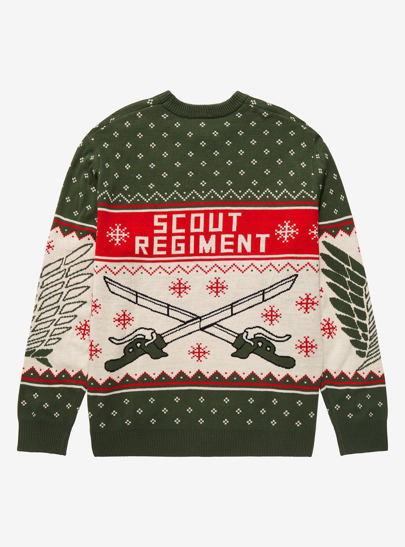Attack on Titan Scout Regiment Crest Holiday Sweater - BoxLunch Exclusive, FOREST, alternate