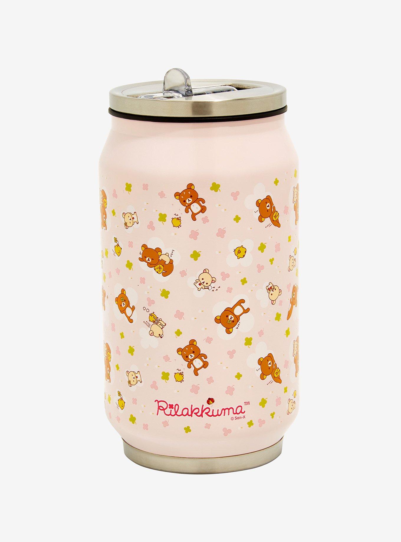 Rilakkuma Trio Floral Soda Can Water Bottle, , alternate