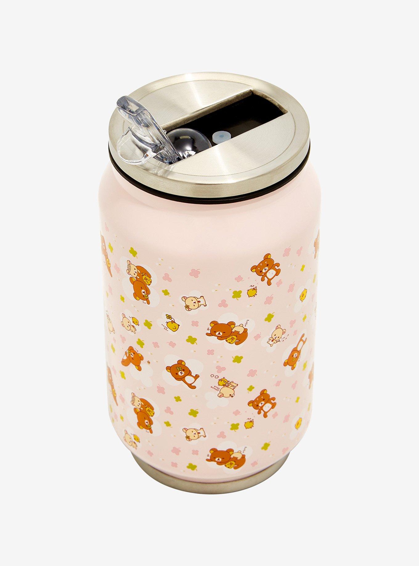 Rilakkuma Trio Floral Soda Can Water Bottle, , alternate