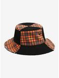 Orange Plaid Patchwork Bucket Hat, , alternate
