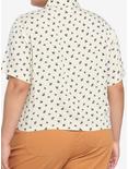 Sepia Mushroom Boxy Girls Crop Woven Button-Up Plus Size, BIRCH IVORY, alternate