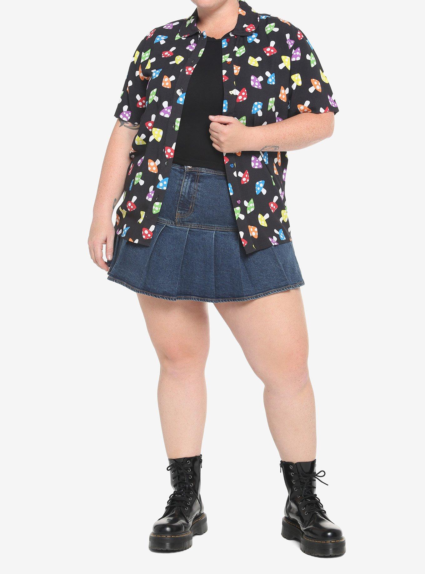 Rainbow Mushroom Girls Resort Woven Button-Up Plus Size, MULTI, alternate