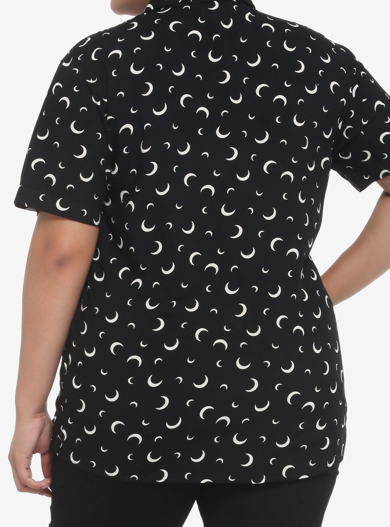 Crescent Moon Girls Resort Woven Button-Up Plus Size, BLACK, alternate