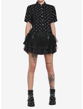 Bloody Knives Boxy Girls Crop Woven Button-Up, , hi-res
