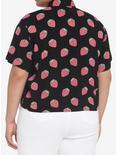 Black Strawberry Girls Crop Woven Button-Up Plus Size, BLACK, alternate