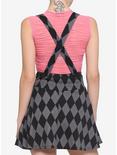 Black & Grey Argyle Lace-Up Suspender Skirt, BLACK, alternate