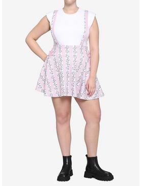 Pink Roses & Gears Lace-Up Suspender Skirt Plus Size, , hi-res