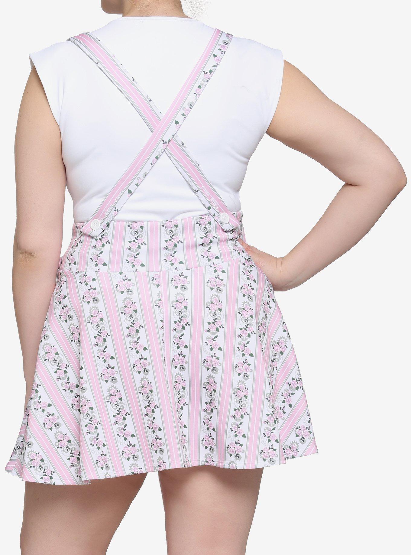 Pink Roses & Gears Lace-Up Suspender Skirt Plus Size, MULTI, alternate