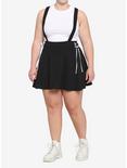 Black & White Lace-Up Suspender Skirt Plus Size, BLACK, alternate