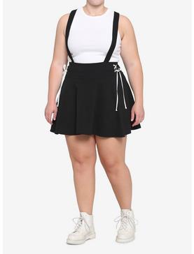 Black & White Lace-Up Suspender Skirt Plus Size, , hi-res