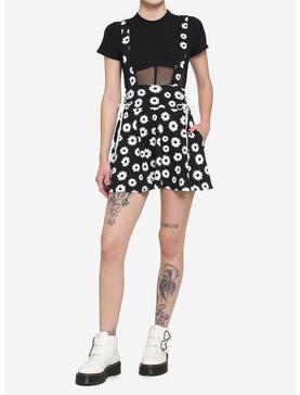 Black & White Daisy Suspender Skirt, , hi-res