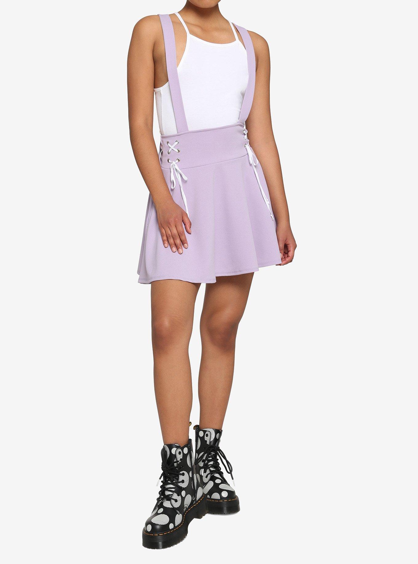Lavender Lace-Up Suspender Skirt, , hi-res