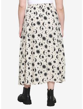 Celestial Button-Front Midi Skirt Plus Size, , hi-res