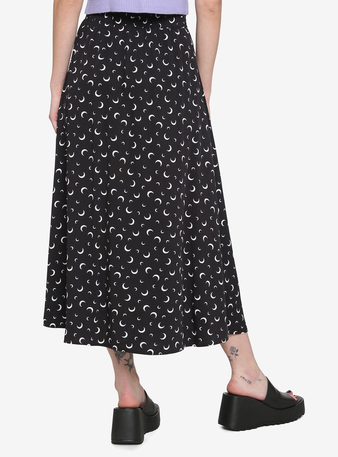 Crescent Moon Midi Skirt, BLACK, alternate