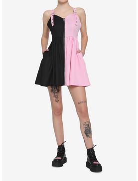 Pink & Black Split Sweetheart Dress, , hi-res