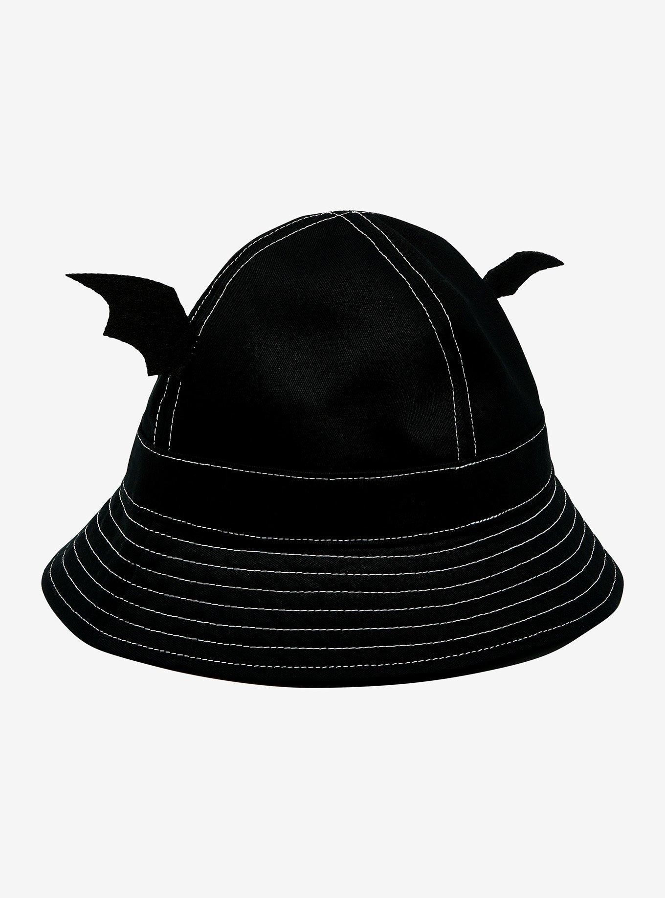 Black 3D Bat Wings Bucket Hat, , alternate