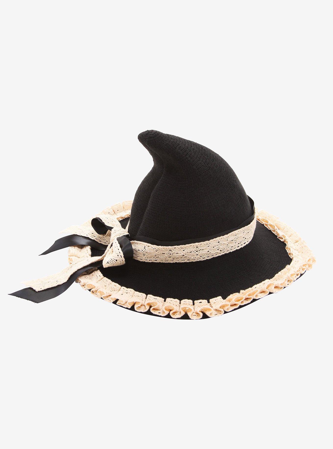 Black Kawaii Cottage Witch Hat, , alternate
