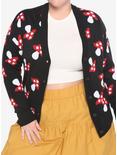 Red Mushroom Button-Front Girls Cardigan Plus Size, BLACK, alternate