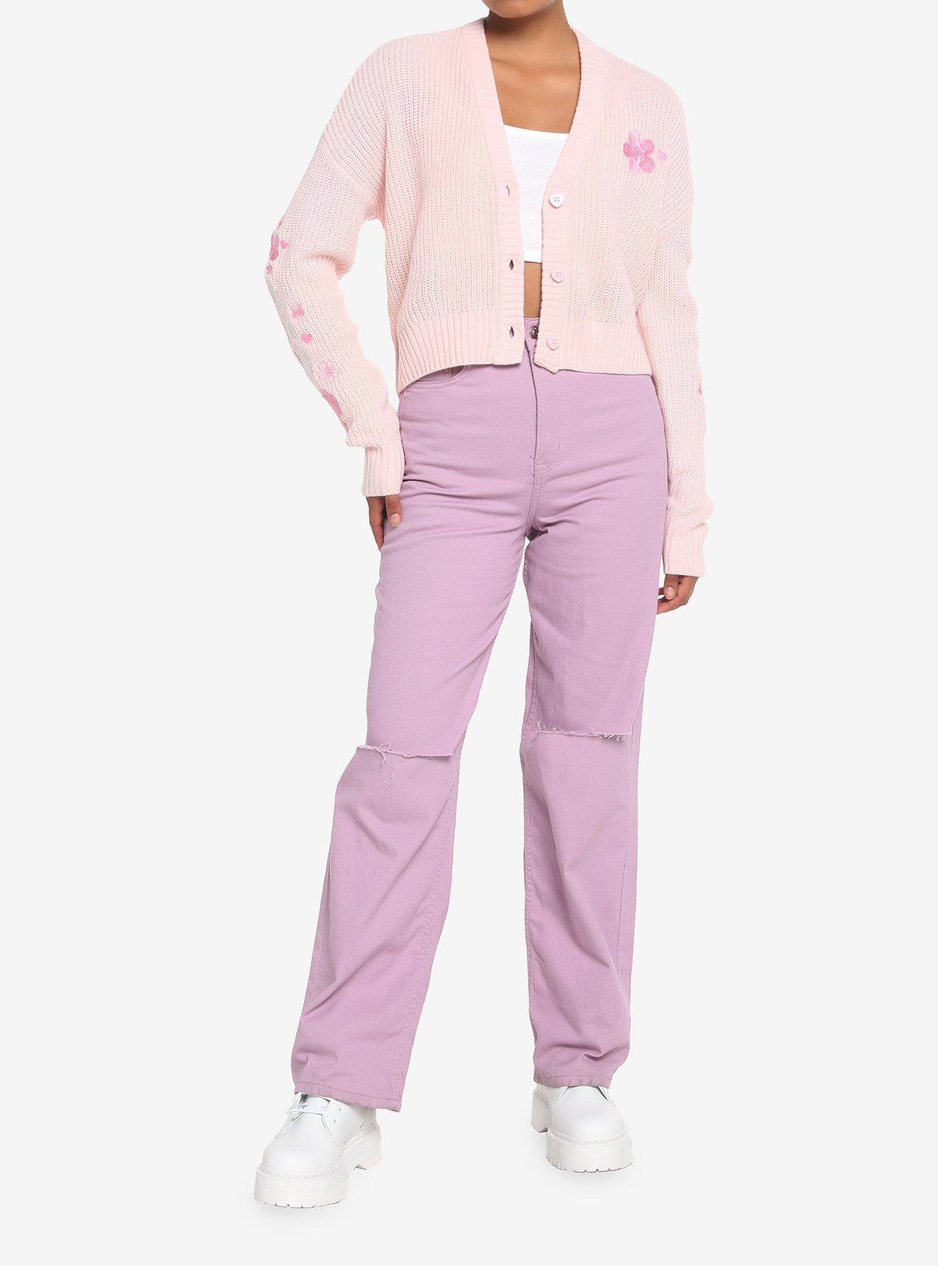 Pink Sakura Girls Oversized Crop Cardigan, PINK, alternate
