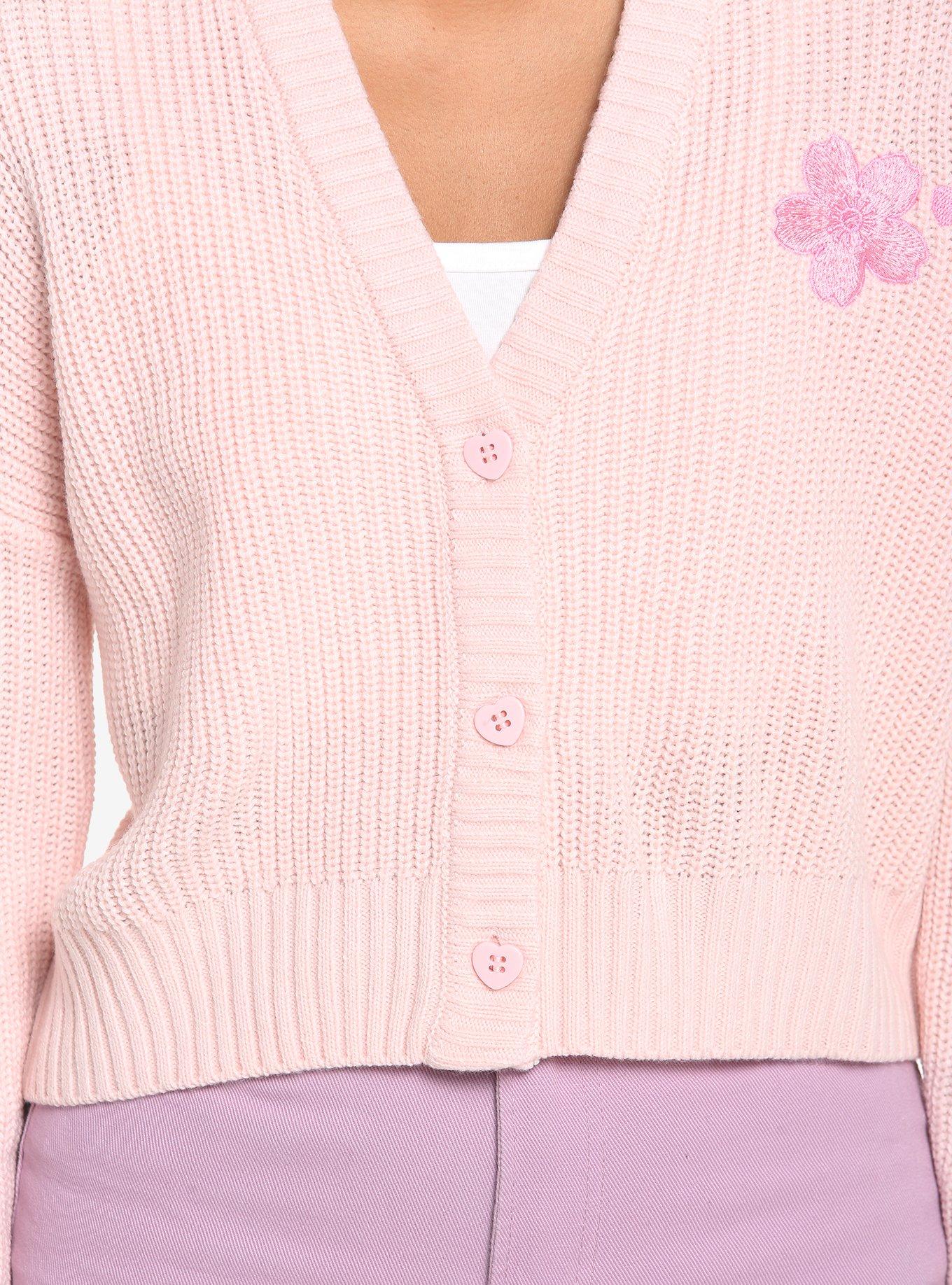 Pink Sakura Girls Oversized Crop Cardigan, PINK, alternate