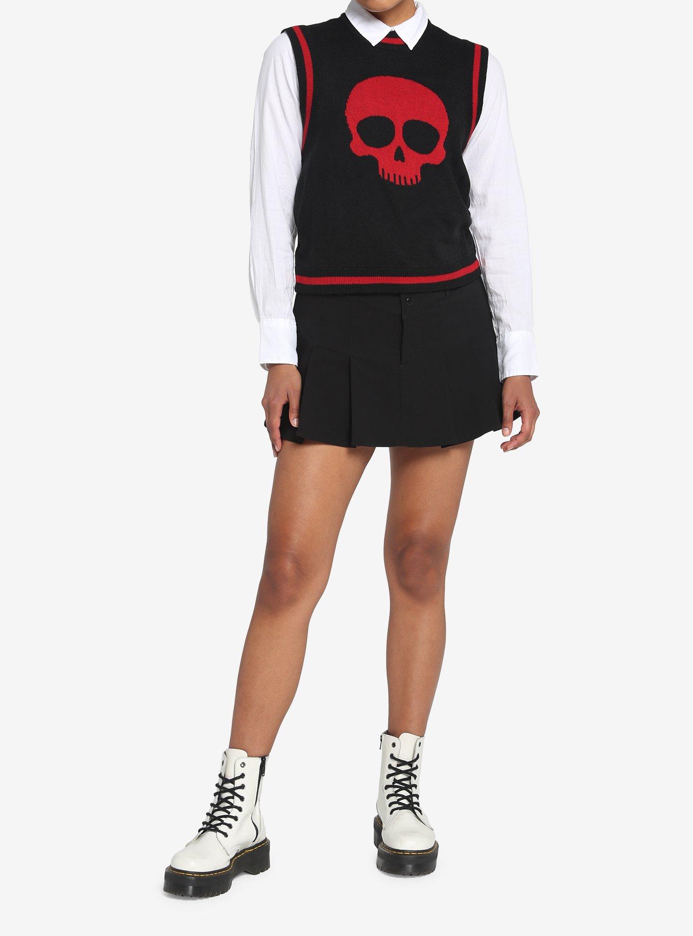 Red Skull Girls Sweater Vest, RED, alternate