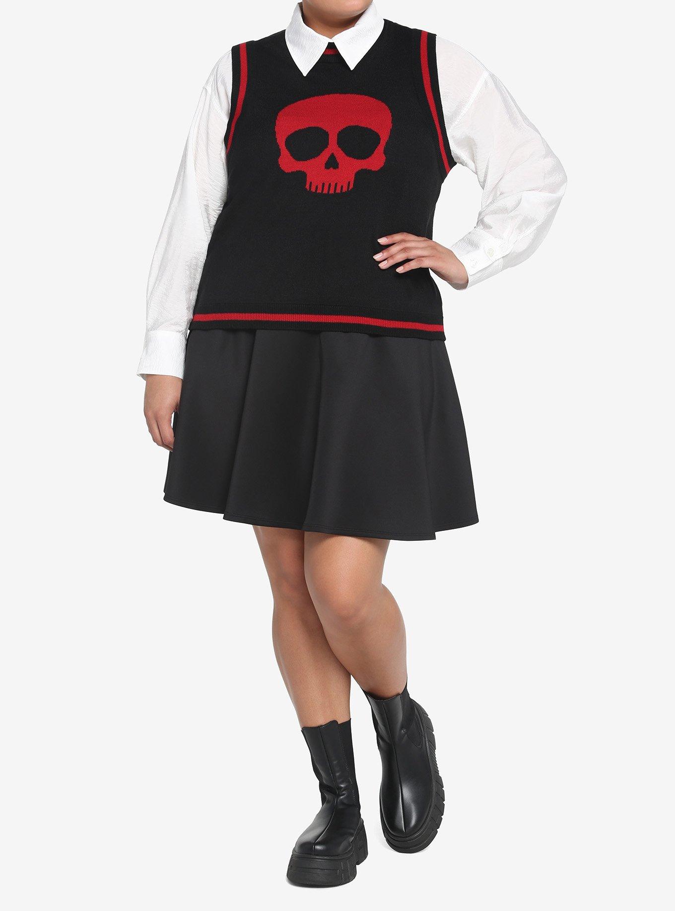 Red Skull Girls Sweater Vest Plus Size, RED, alternate