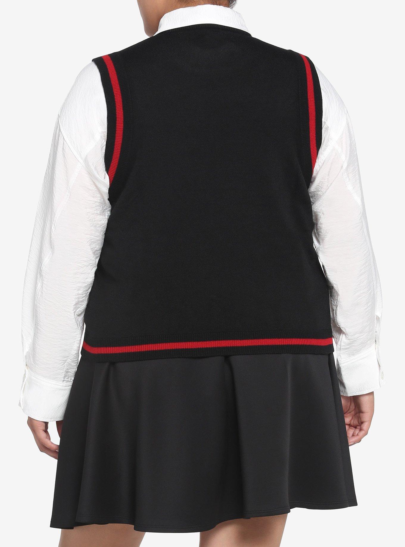 Red Skull Girls Sweater Vest Plus Size, RED, alternate