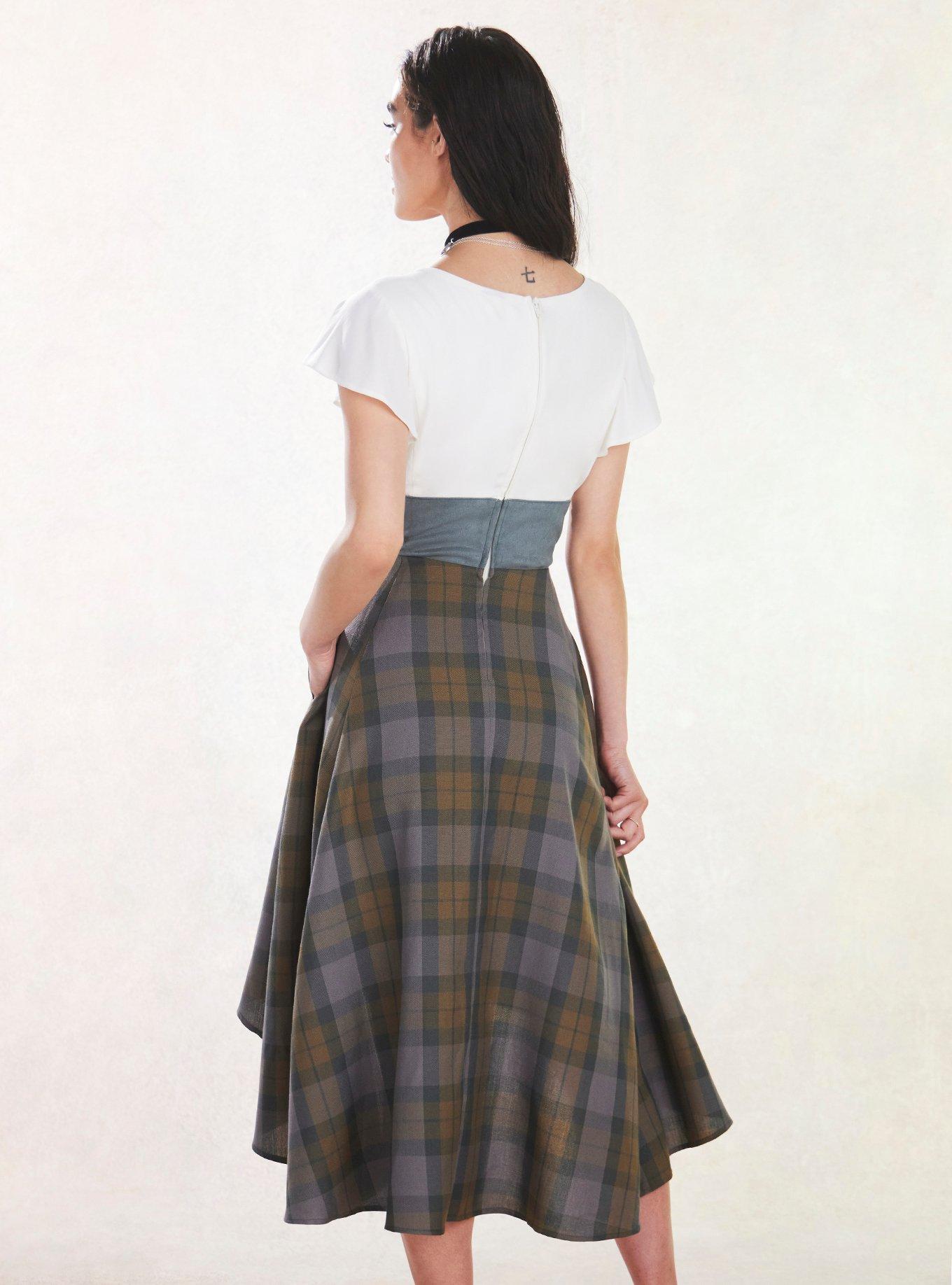 Her Universe Outlander Tartan Lace-Up Hi-Low Dress, OUTLANDER TARTAN, alternate