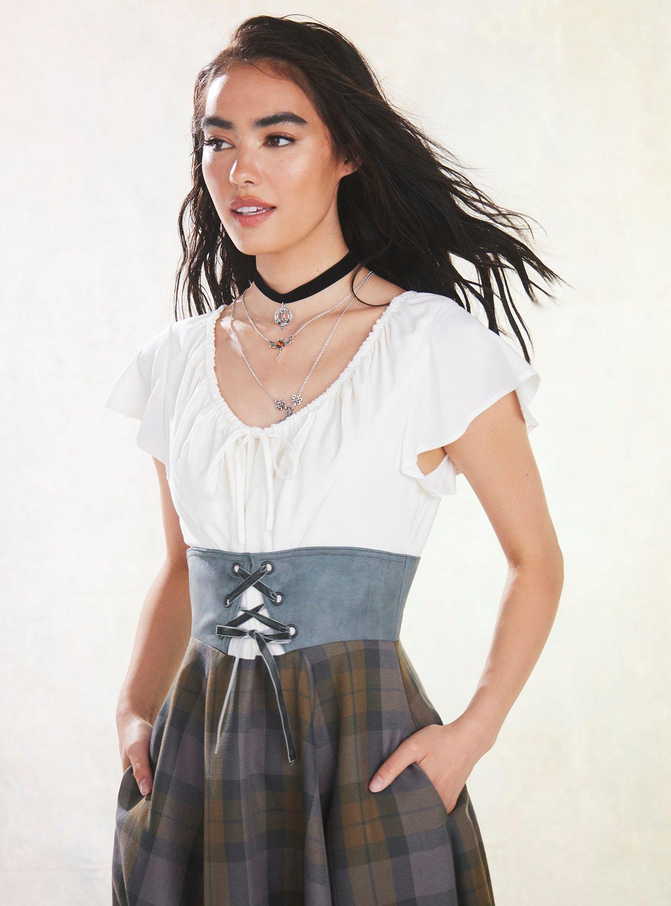 Her Universe Outlander Tartan Lace-Up Hi-Low Dress, OUTLANDER TARTAN, alternate