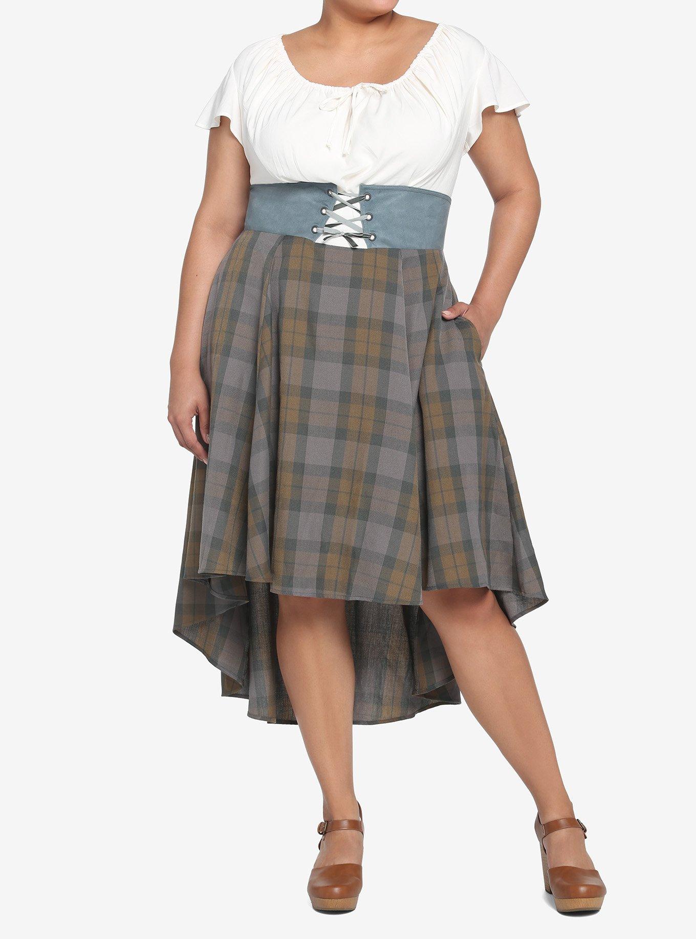 Her Universe Outlander Tartan Lace-Up Hi-Low Dress Plus Size, OUTLANDER TARTAN, alternate