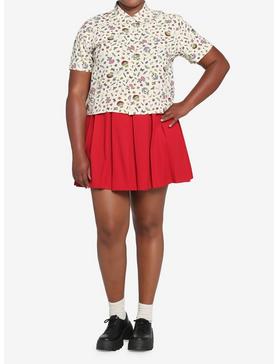 Mushroom Frog Girls Crop Woven Button-Up Plus Size, , hi-res
