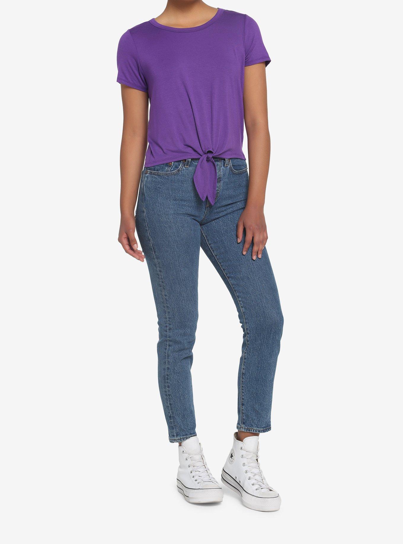 Purple Tie-Front Top, PURPLE, alternate