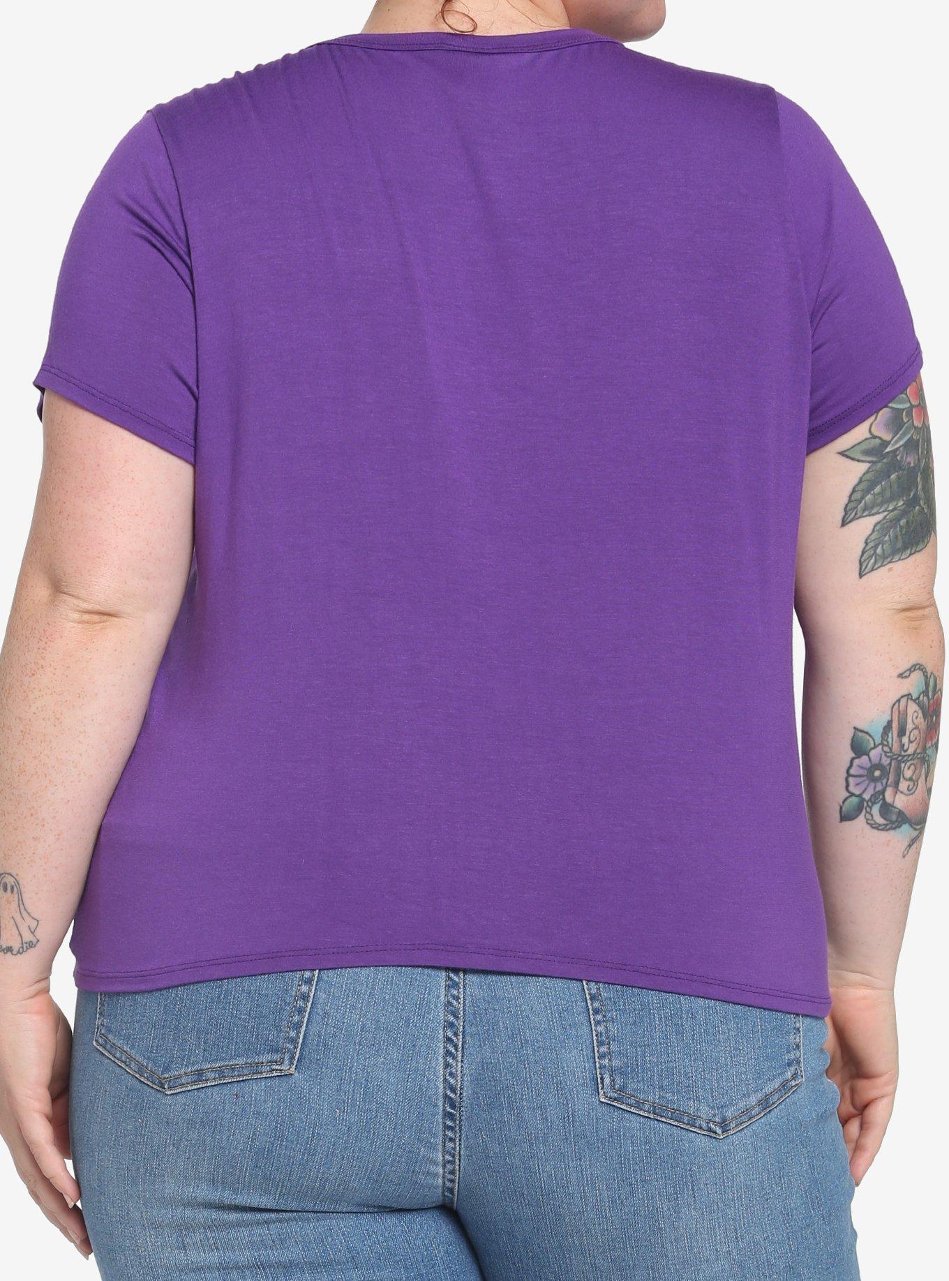 Purple Tie-Front Top Plus Size, PURPLE, alternate