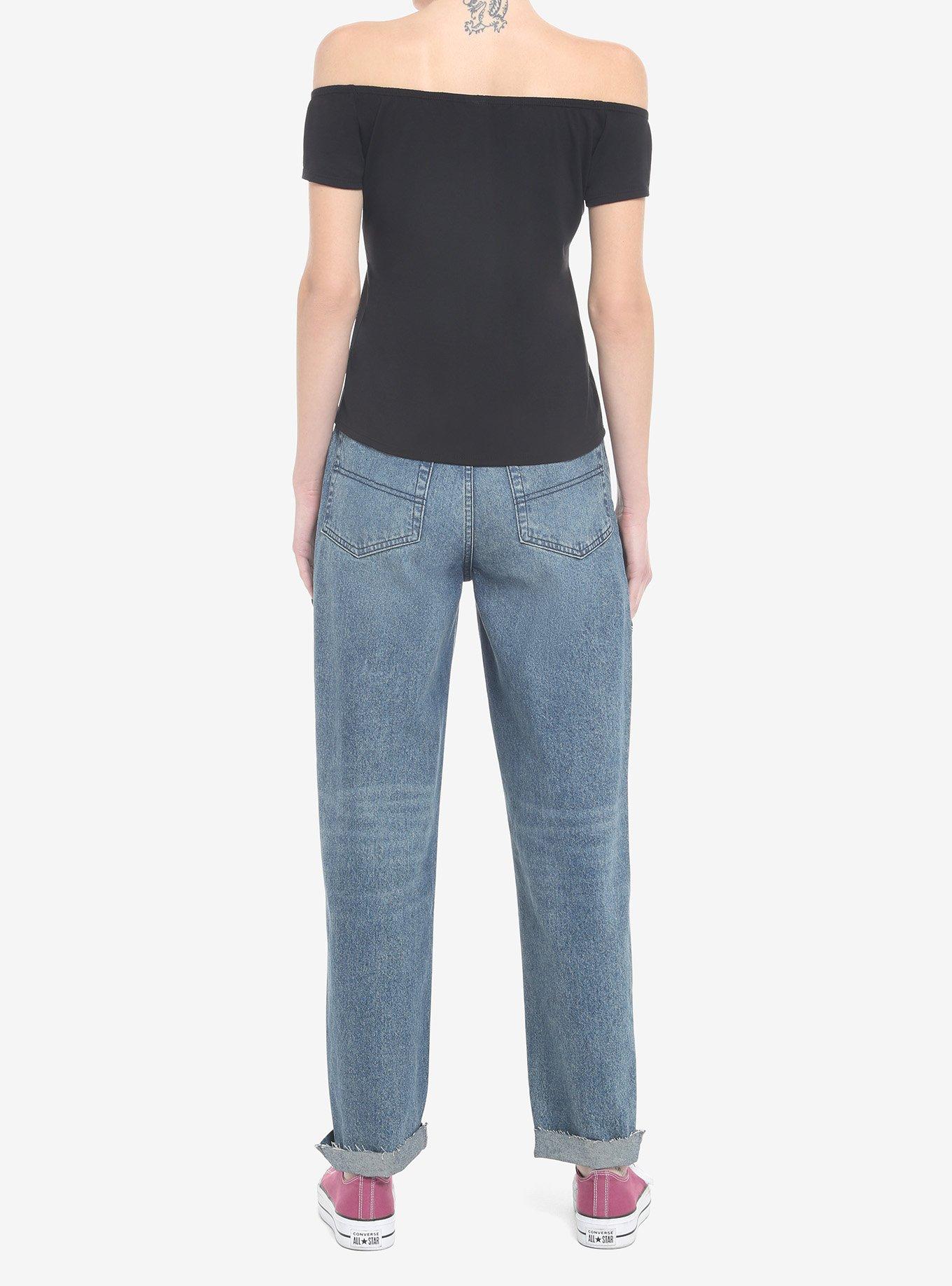 Black Off-The-Shoulder Top, DEEP BLACK, alternate