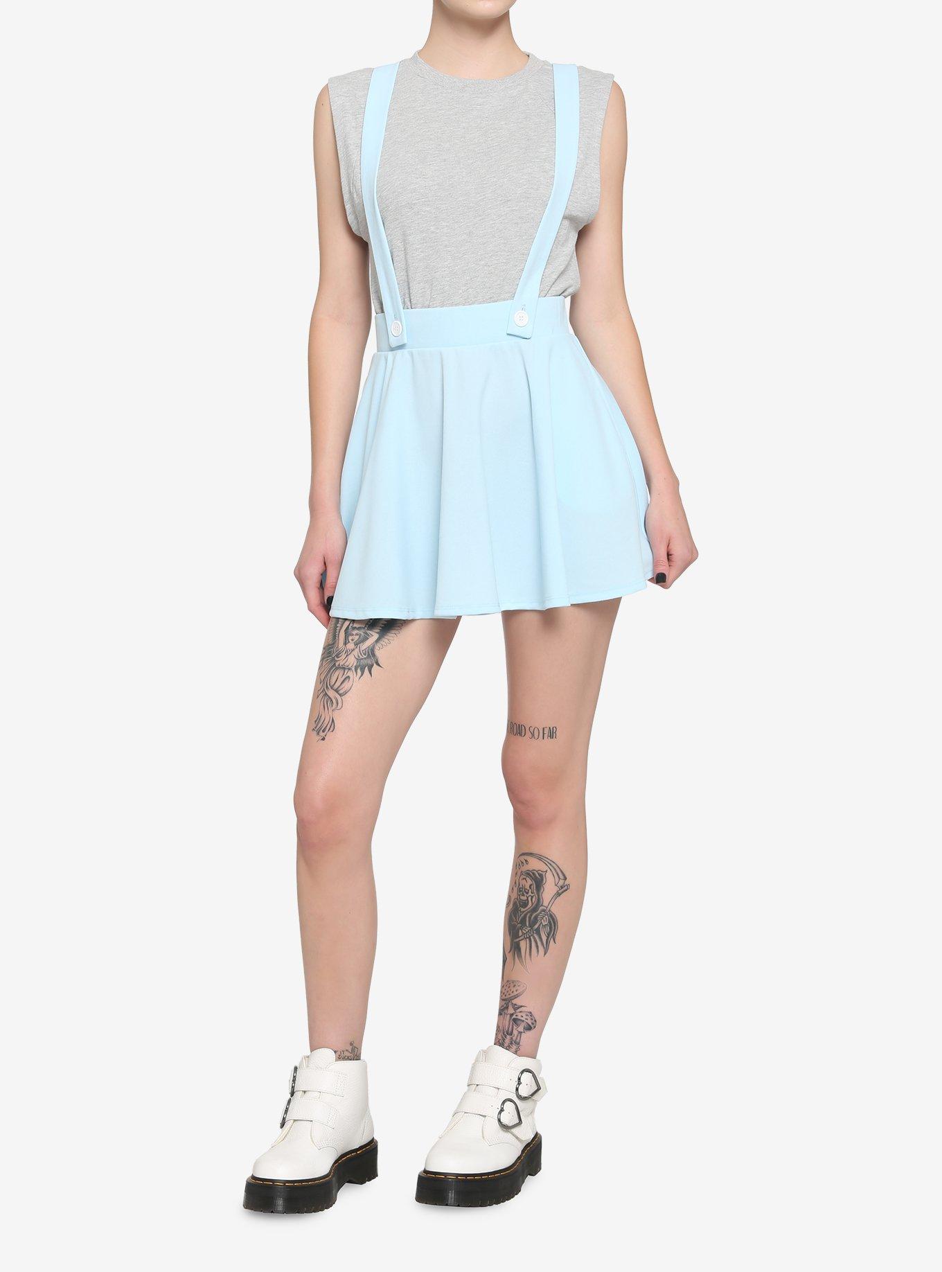 Light Blue Suspender Skirt, , hi-res