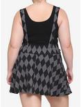 Black & Grey Argyle Lace-Up Suspender Skirt Plus Size, MULTI, alternate