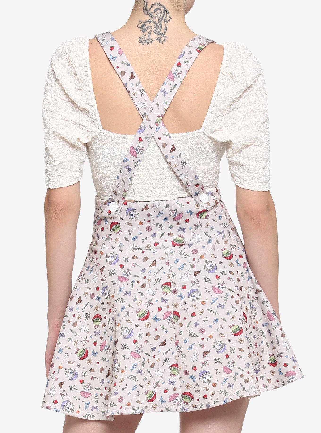 Ivory Cottagecore Lace-Up Suspender Skirt, MULTI, alternate