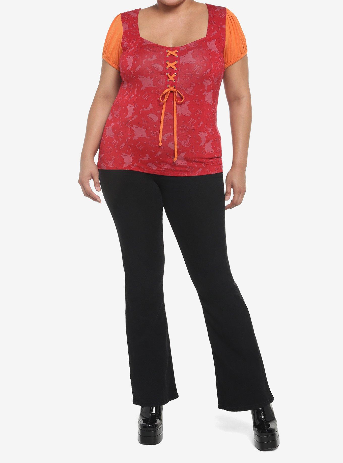 Her Universe Disney Hocus Pocus Mary Sanderson Lace-Up Top Plus Size, MULTI, alternate