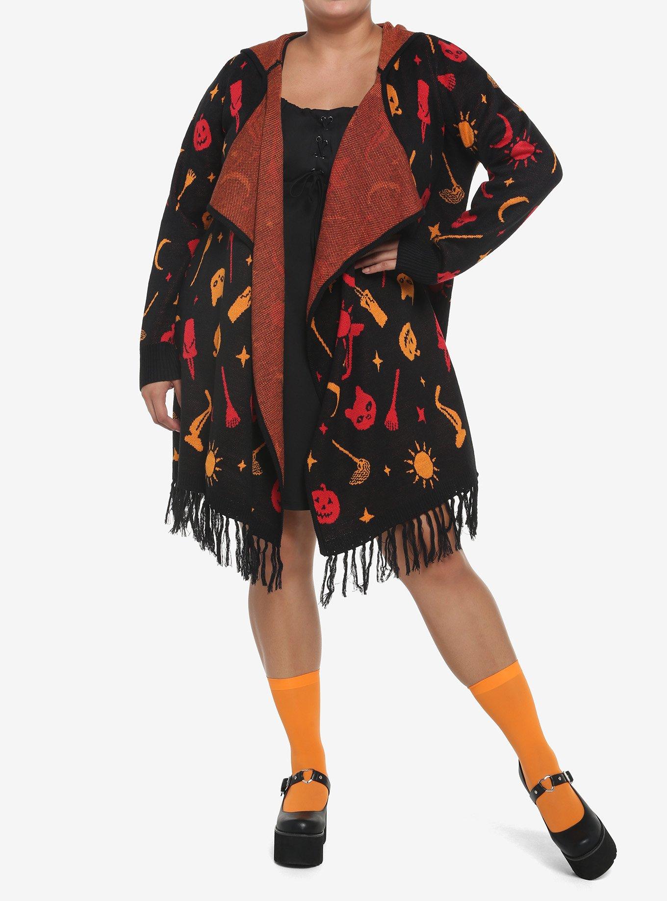 Her Universe Disney Hocus Pocus Dani Hooded Fringe Cardigan Plus Size, MULTI, alternate