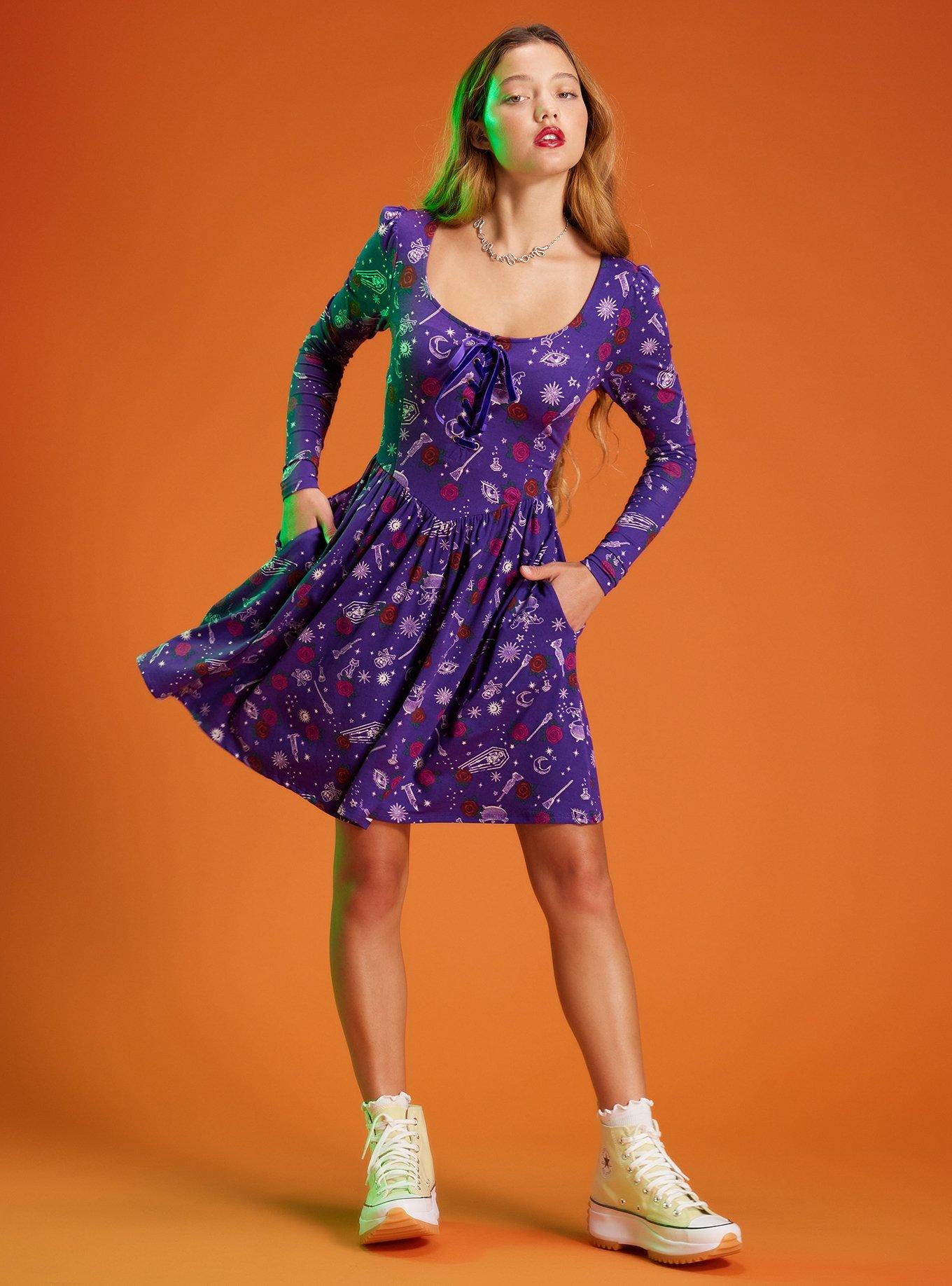 Her Universe Disney Hocus Pocus Icons Lace-Up Dress, MULTI, alternate