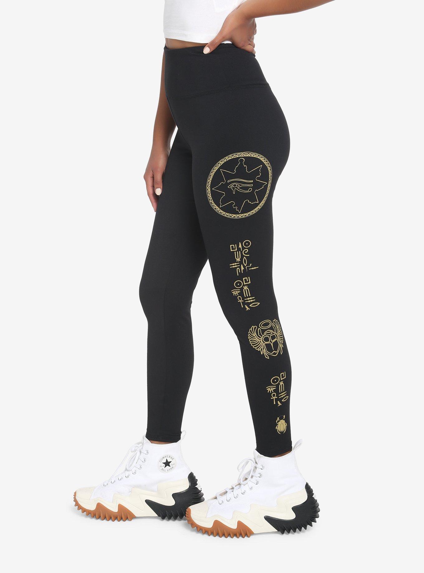 The Mummy Hieroglyphics Leggings, BLACK, alternate