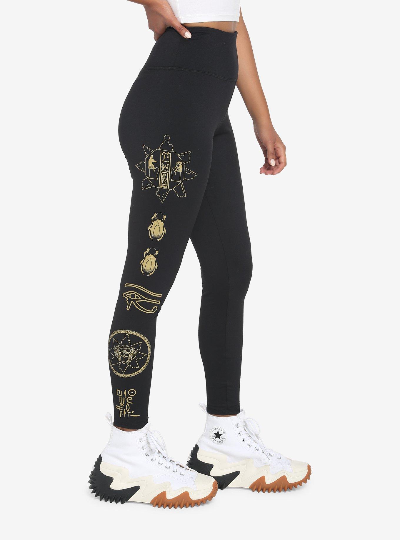 The Mummy Hieroglyphics Leggings, BLACK, alternate