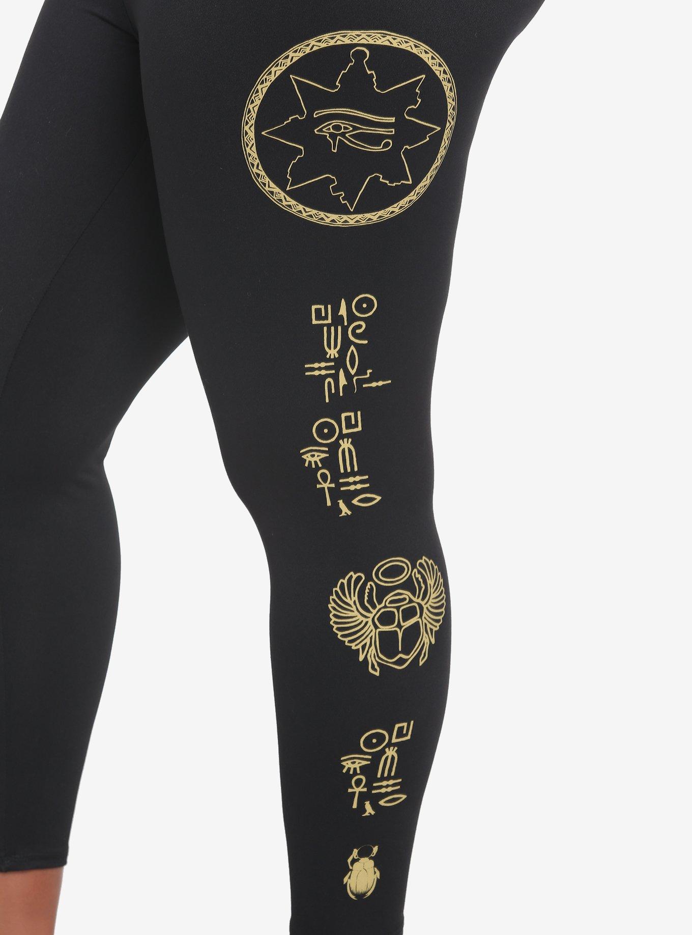 The Mummy Hieroglyphics Leggings Plus Size, BLACK, alternate