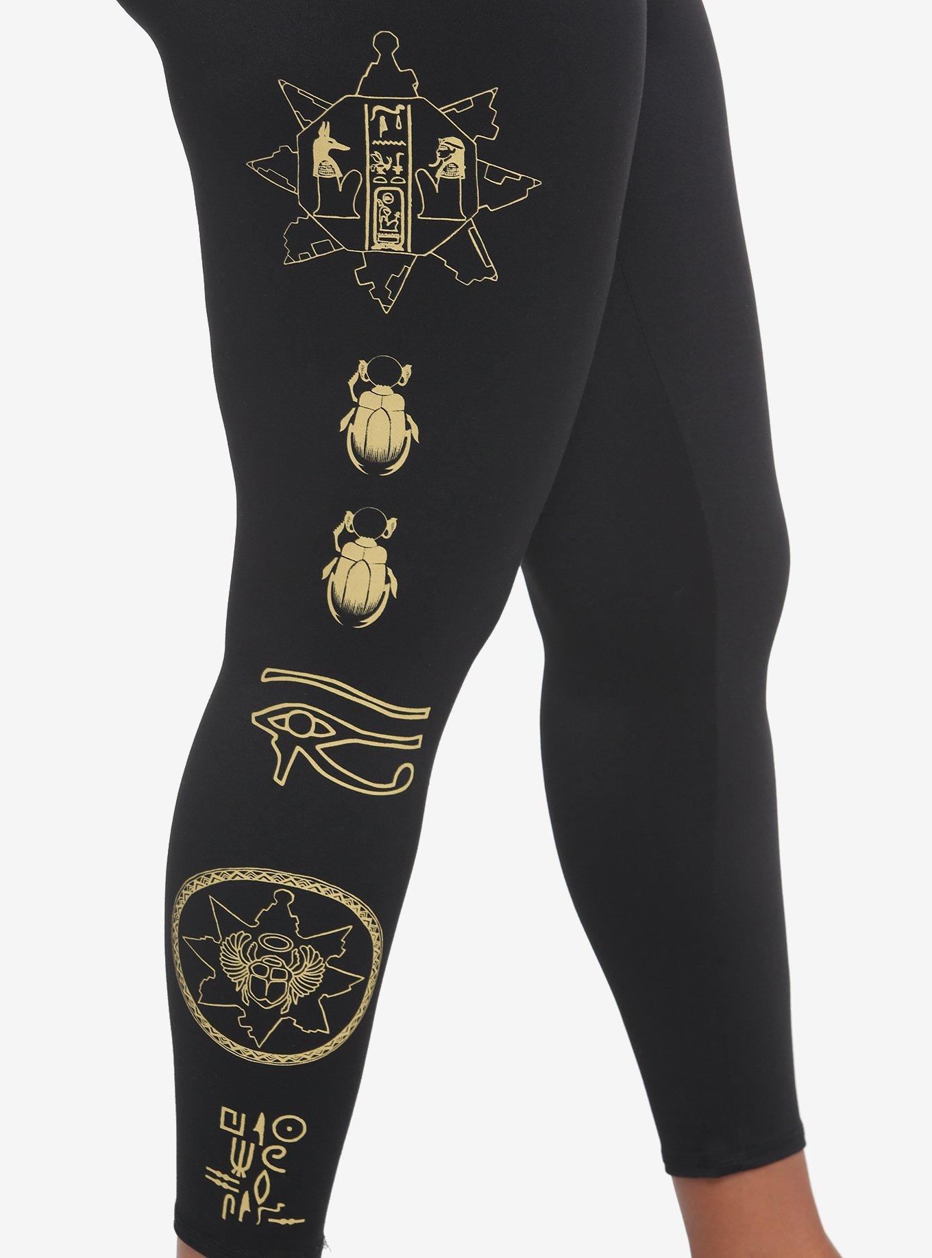 The Mummy Hieroglyphics Leggings Plus Size, BLACK, alternate
