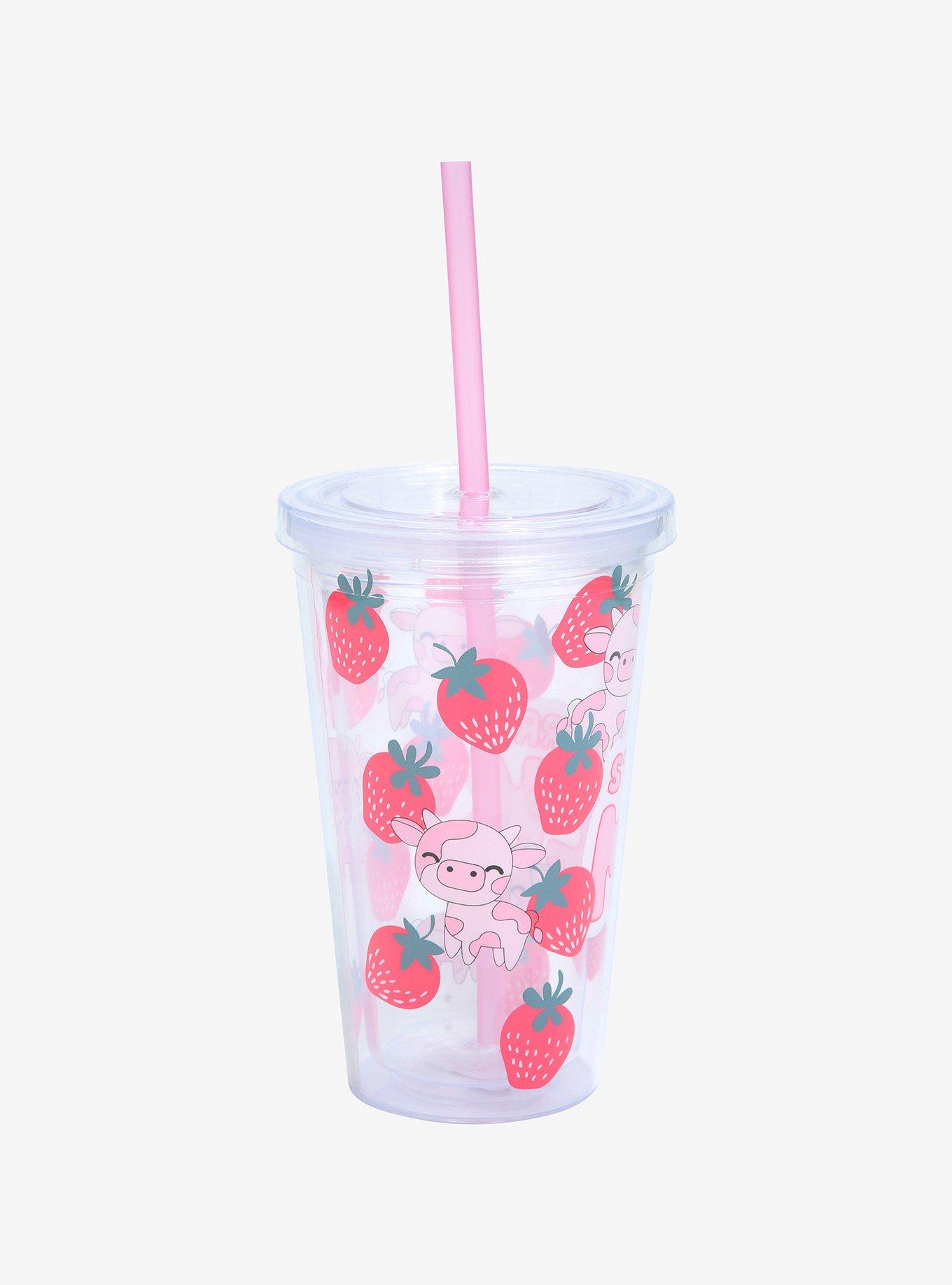 Strawberry Milk Pink Cow Acrylic Travel Cup, , alternate